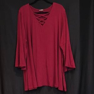 Avenue Lace-Up Bell Sleeve Woman’s Top